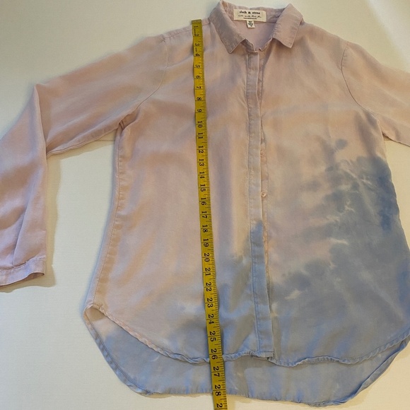 Anthropologie Cloth & Stone Dip Dye Blue Pink Button Down shirt Sz M - Picture 10 of 14